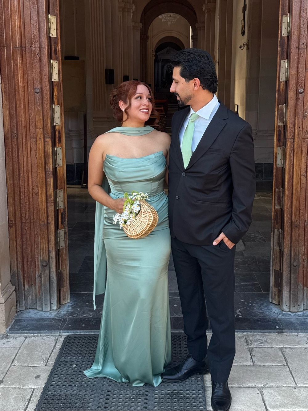 Matcha Green Satin stretch bridesmaids dress